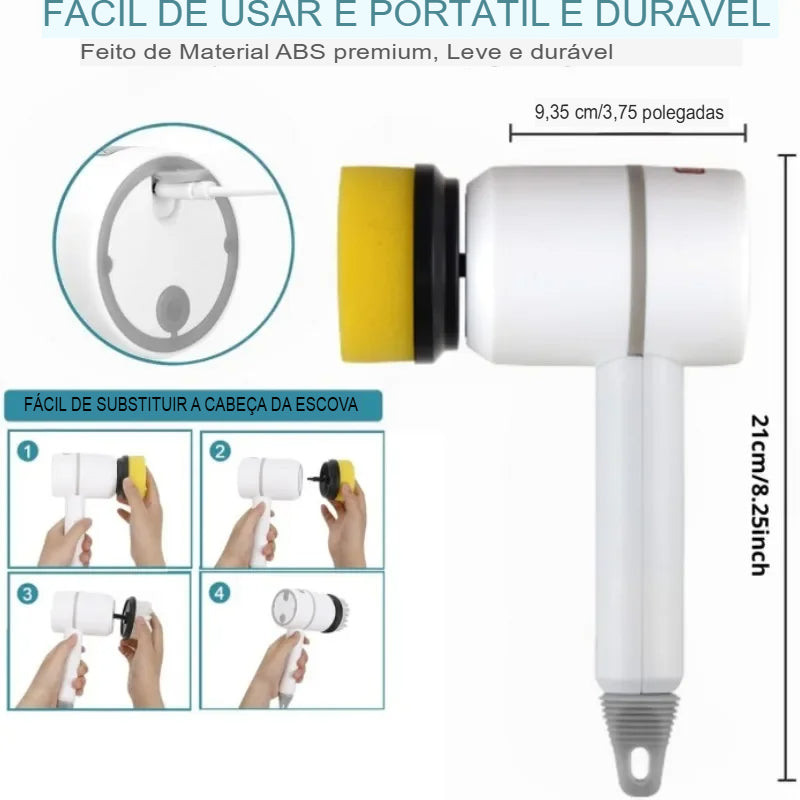 Escova Elétrica Recarregável - Ferramenta de Limpeza