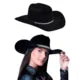 Chapéu Feminino Country Preto Ana Castela Boiadeira Rodeio Modelo Americano Bainha de Couro