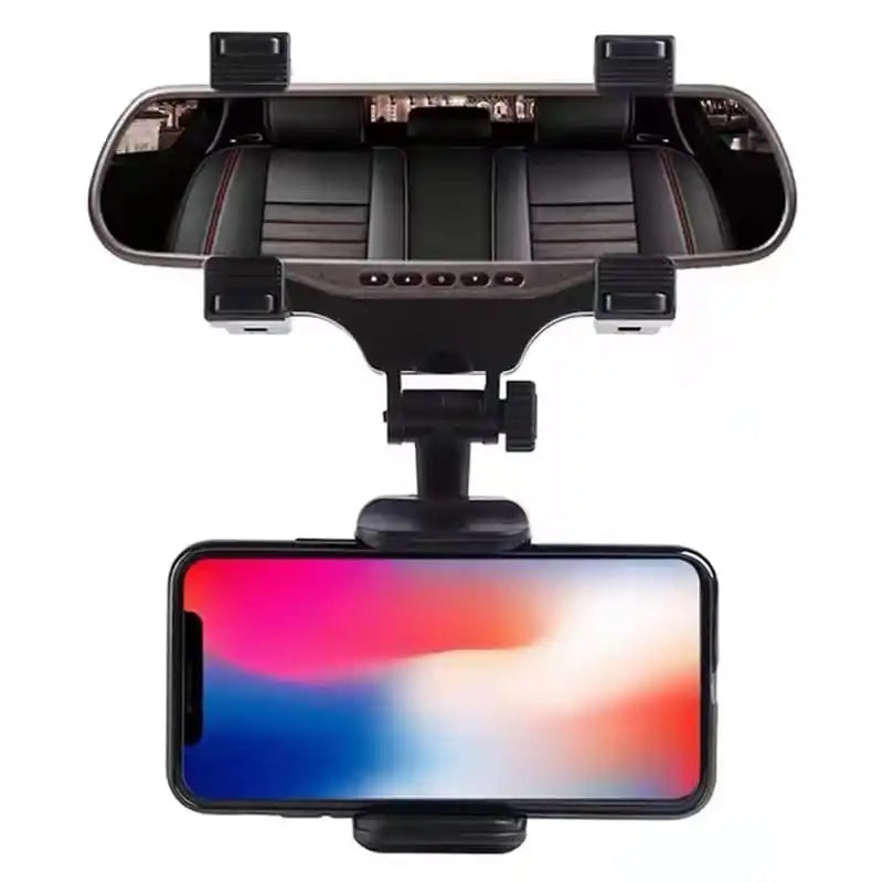 Suporte Veicular para Celular com Rotação 360° - Espelho Retrovisor para Carros e Caminhões