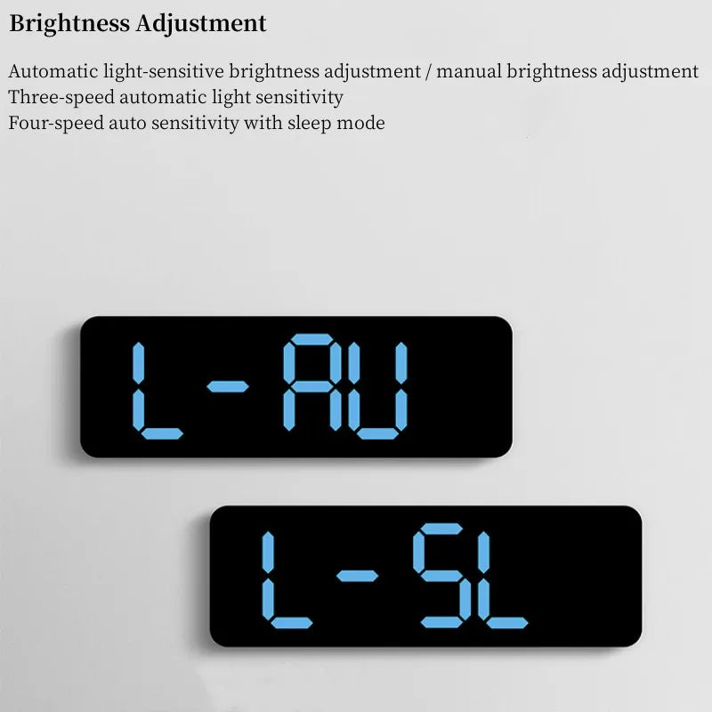 Relógio Digital LED 9" com Temperatura, Umidade e Alarme - Auto-Dimmer, Alimentação USB, Display 12/24H, para Parede e Mesa