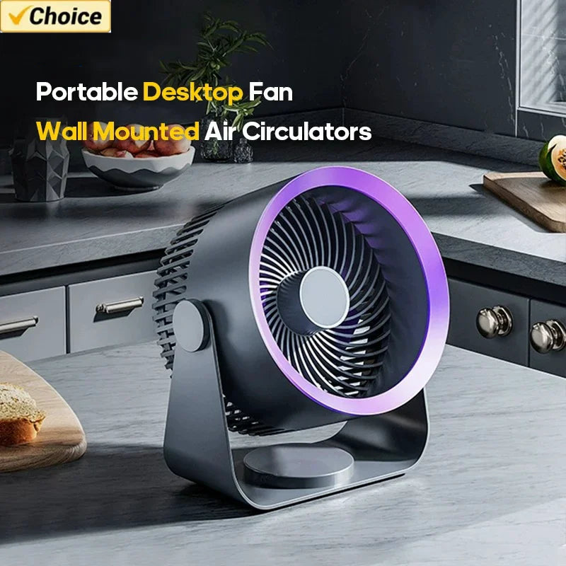 Ventilador Circulador Elétrico Multifuncional - Portátil, Sem Fio e Silencioso para Casa - Uso em Mesa ou Parede